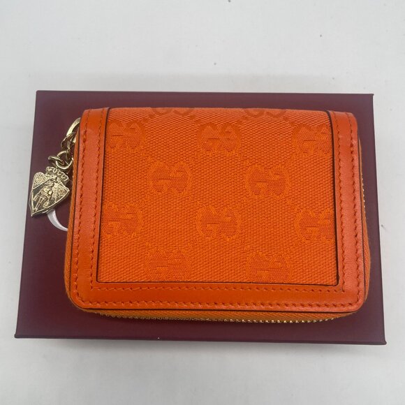 Gucci Bright Orange Leather And Canvas Wallet - Picture 1 of 7